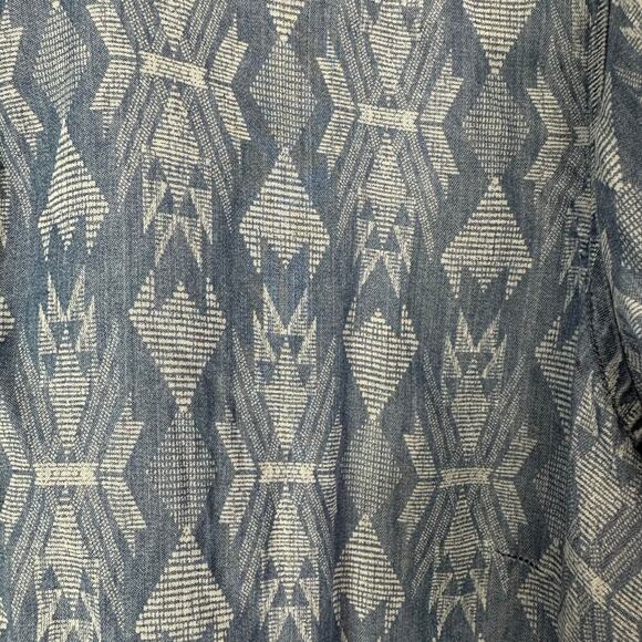 Zac & Rachel Womens Tunic Top XL Blue Lyocell Chambray Southwest Boho Lagenlook - Picture 4 of 6